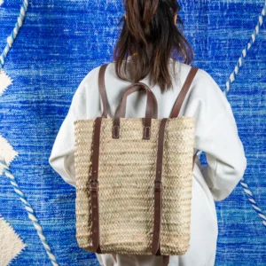 Marrakech Straw Backpack - Green Doum
