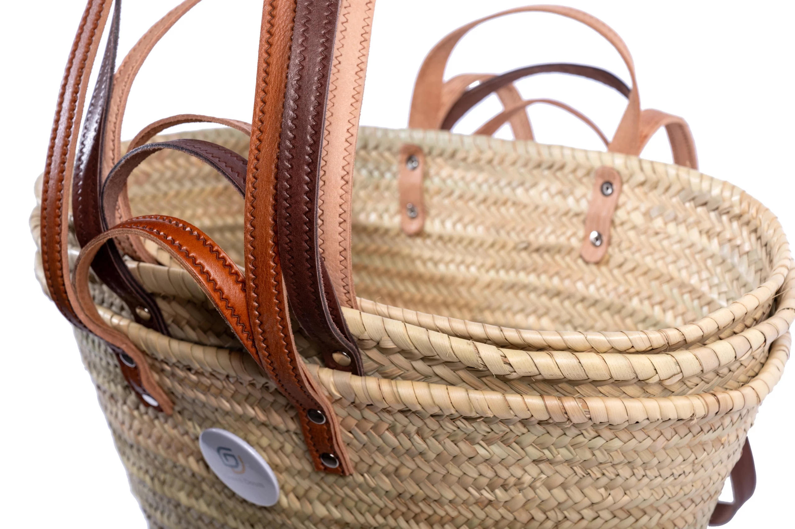 Panier style osier avec doubles anses en cuir - Green Doum - photo 5