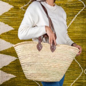 Panier en paille à doubles anses - Green Doum