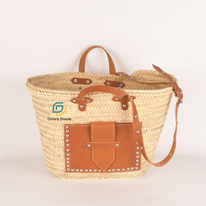 Grand sac en paille avec poche par Green Doum, photo 2