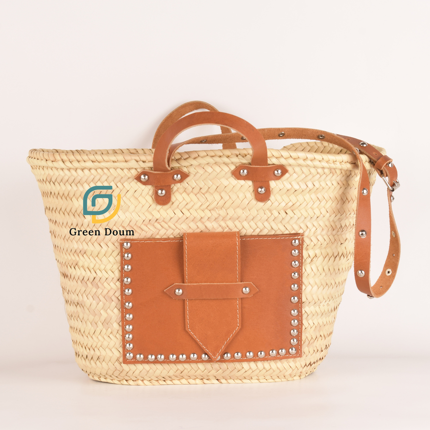 Grand sac en paille avec poche par Green Doum, photo 3