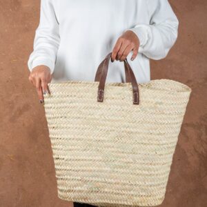 Large Marrakech basket with flat handles by Green Doum