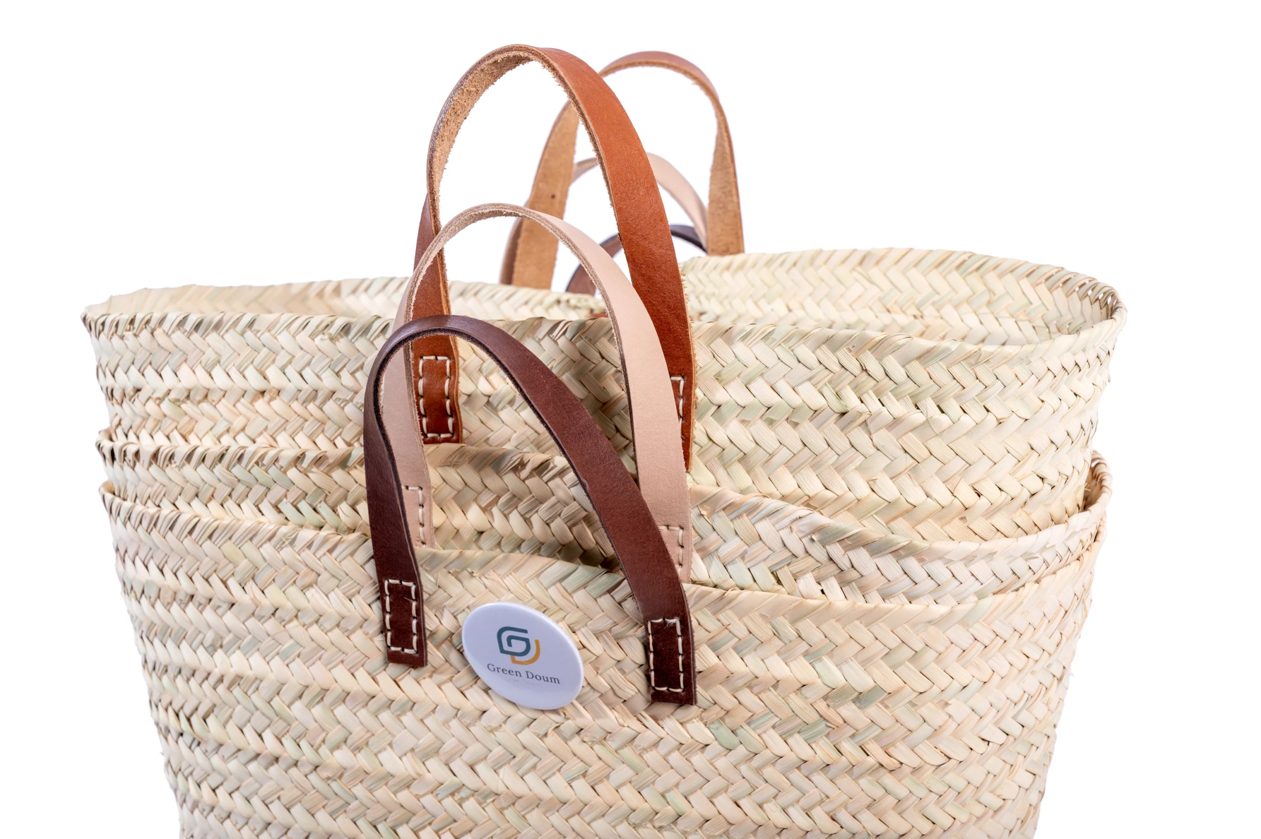 Panier marrakech avec anses plates en cuir par Green Doum, photo 5