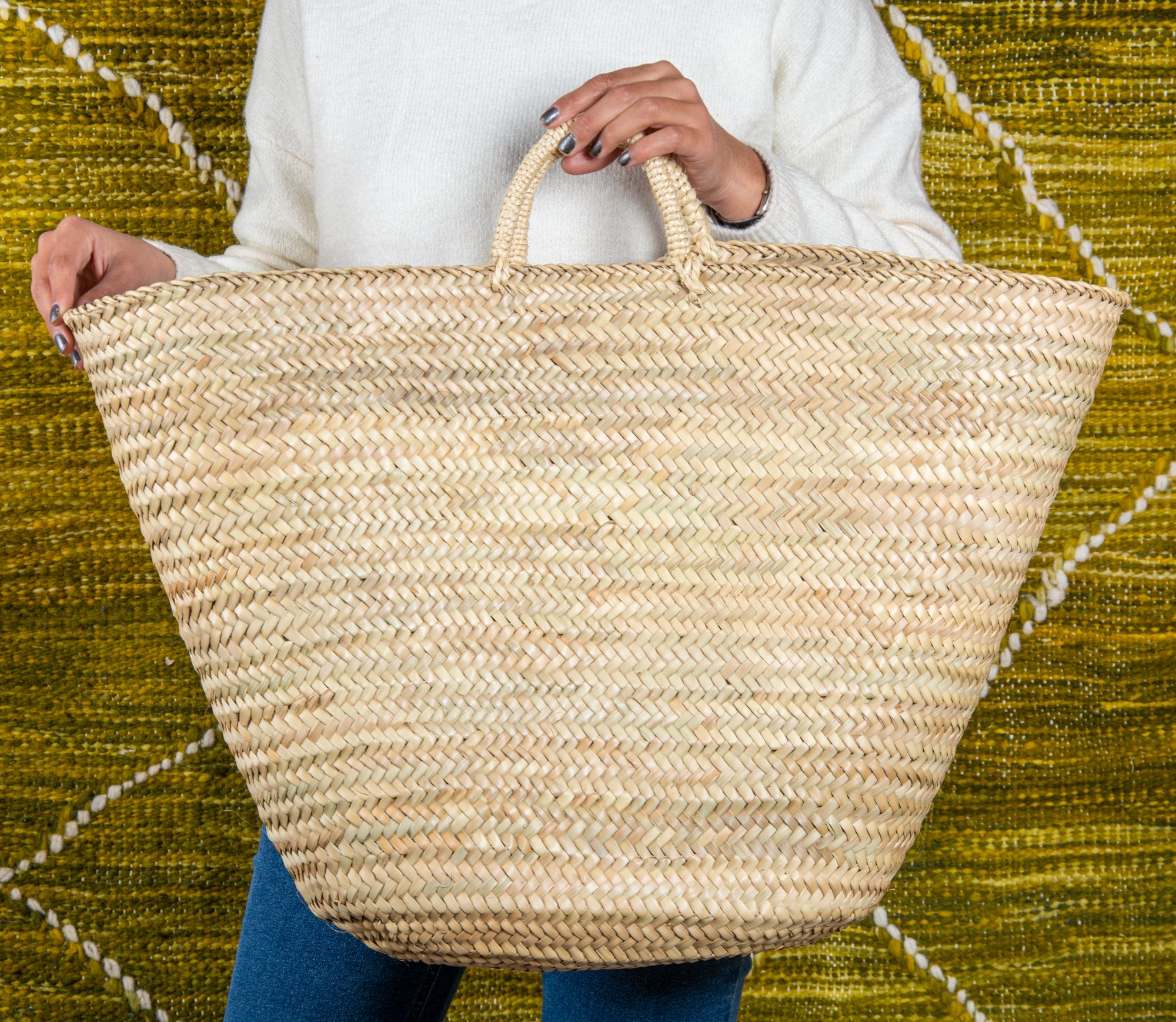 Panier en paille avec anses en sisal taille XL par Green Doum