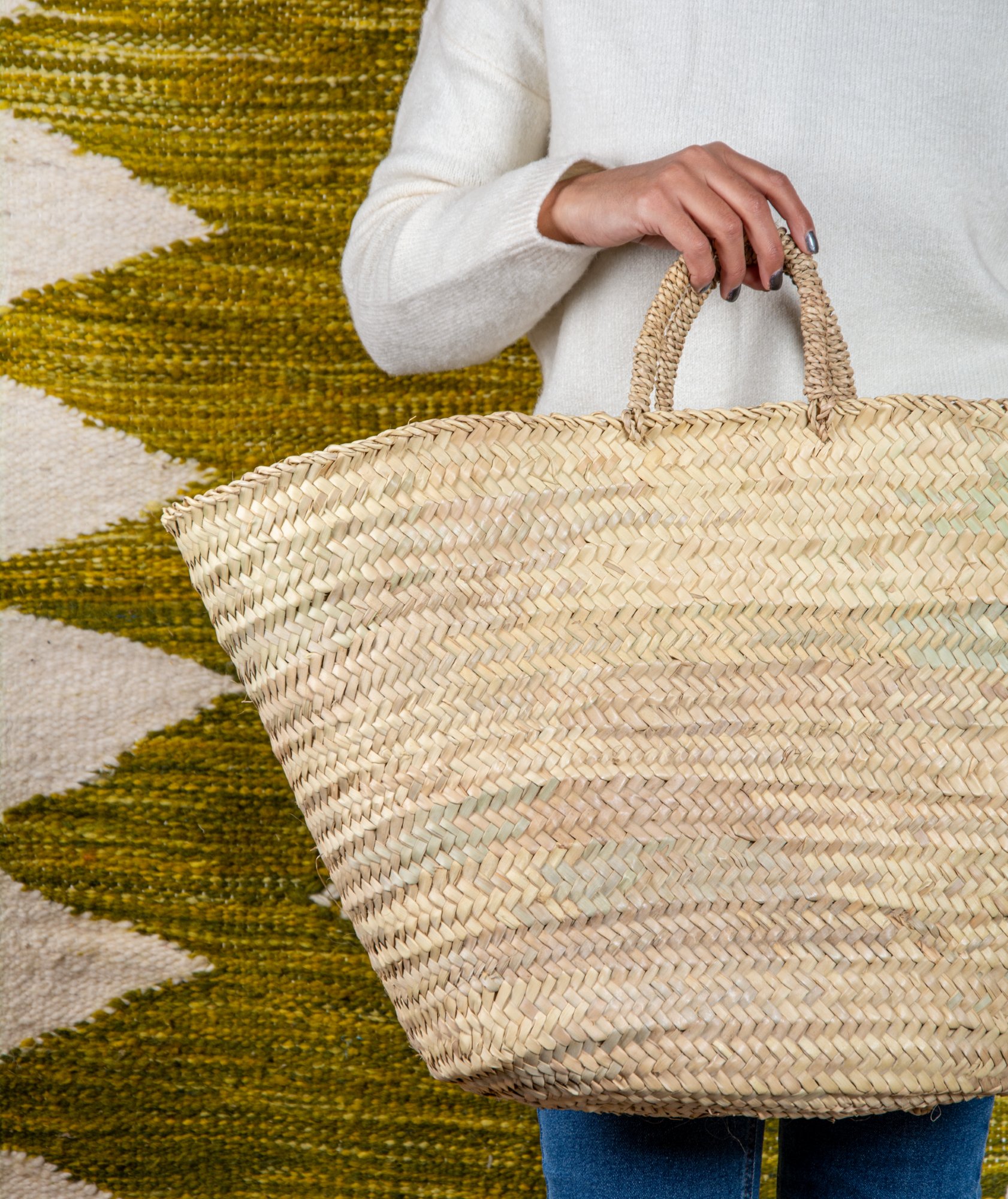 Panier en paille avec anses en palmier doum taille XL par Green Doum, photo 2