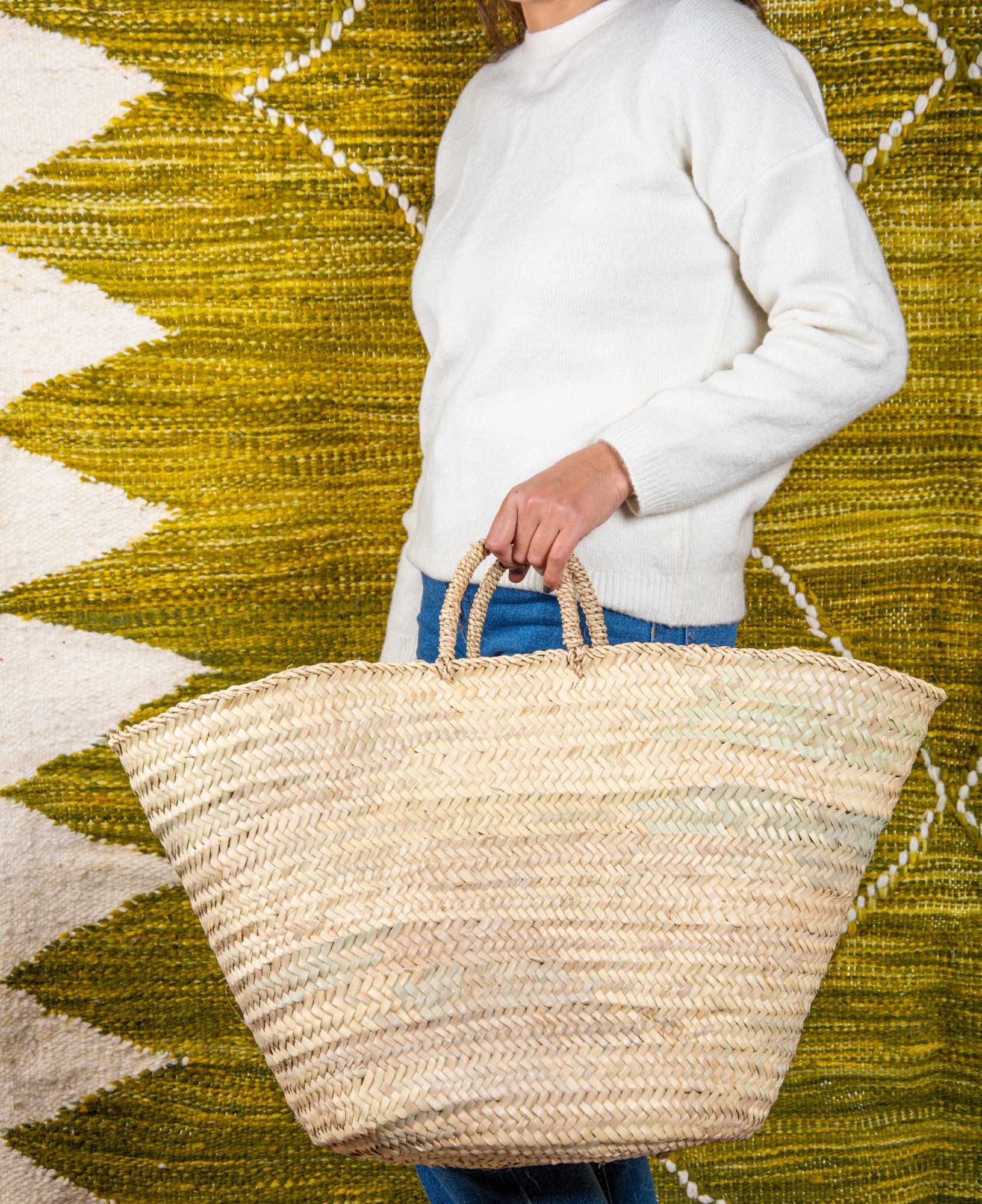 Panier en paille avec anses en palmier doum taille XL par Green Doum, photo 4