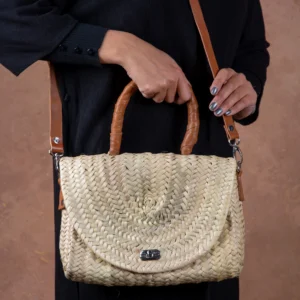 Sac à main en paille Merzouga - Camel - Green Doum