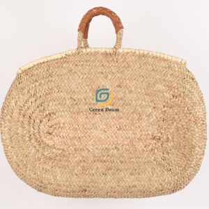 Panier ovale Akrab en palmier sauvage, anse en cuir